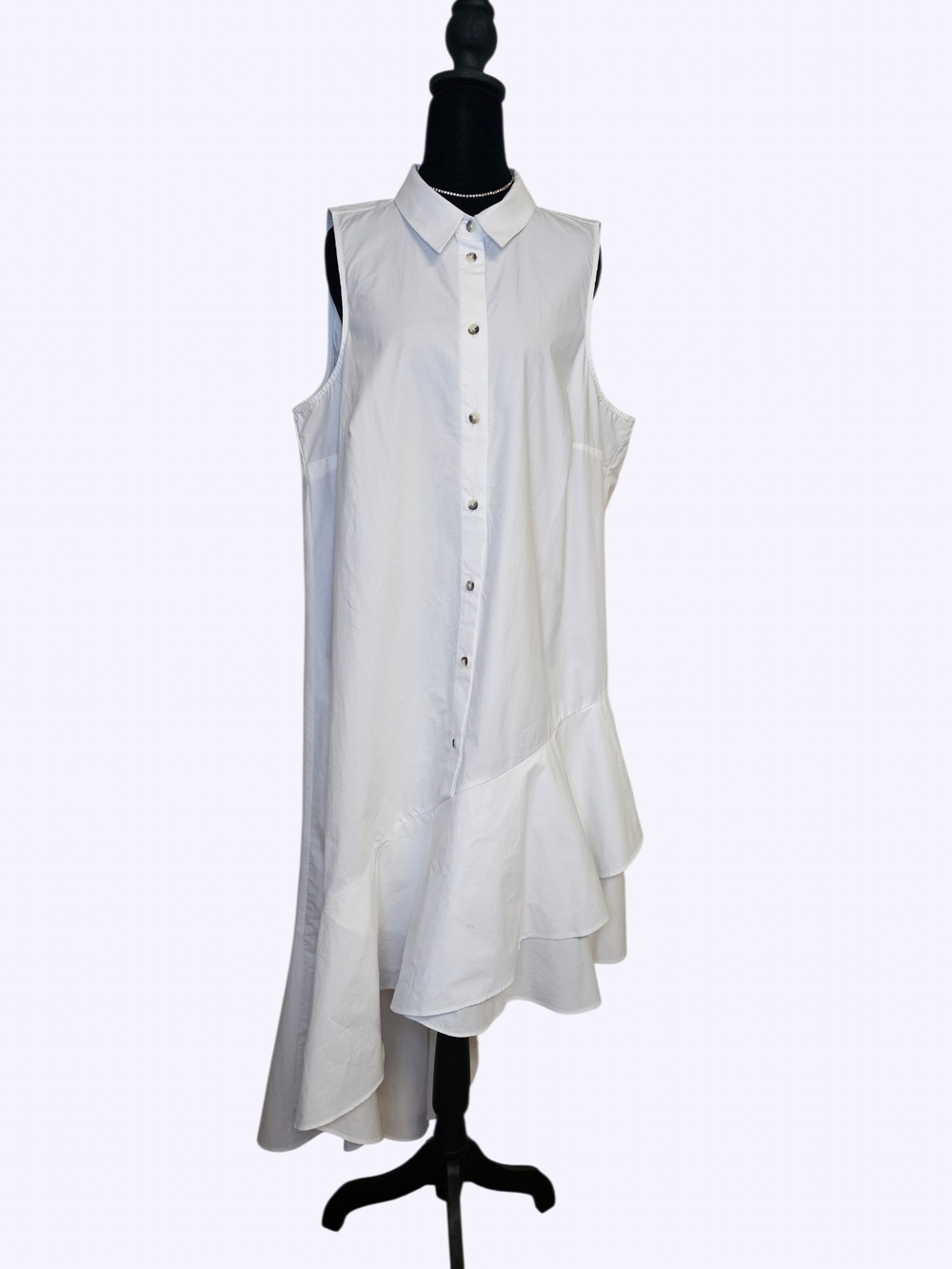 NWT Anthropologie Maeve White Asymmetrical Ruffle Shirt Dress XL - Picture 2 of 10